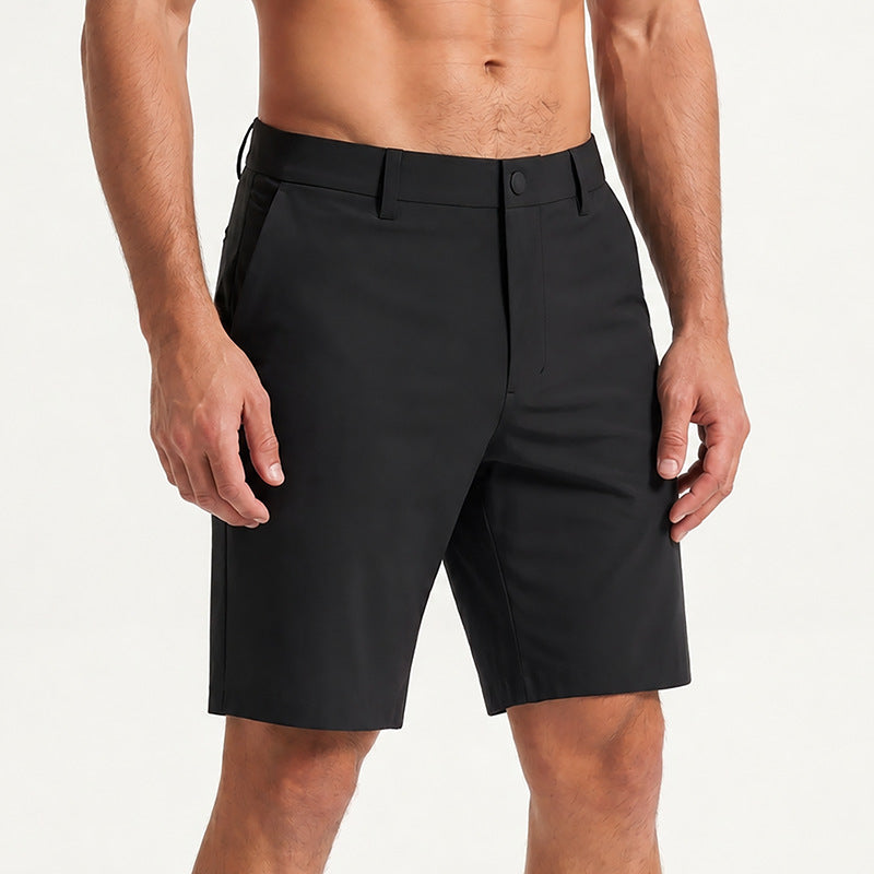 Men's Lightweight Summer Casual Shorts – Ice Silk, Quick-Dry, Business-Style Knee-Length Trousers