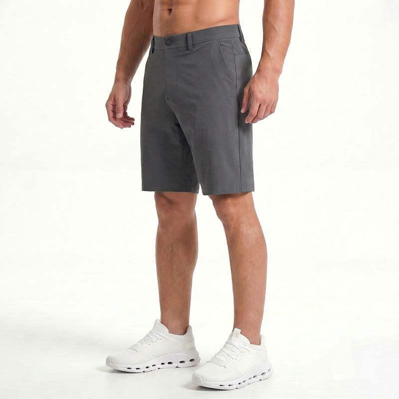 Men's Lightweight Summer Casual Shorts – Ice Silk, Quick-Dry, Business-Style Knee-Length Trousers