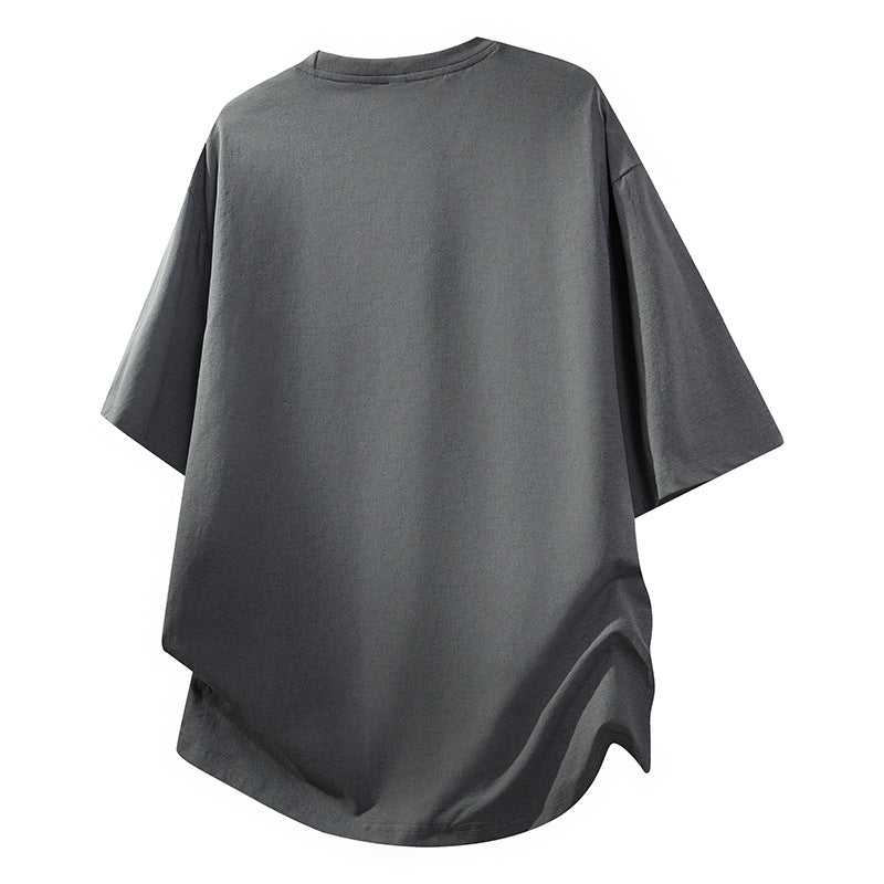 Men's Black T-Shirt with Side Slits and Studs – Loose-Fit, Stylish Casual Summer Short-Sleeve Top